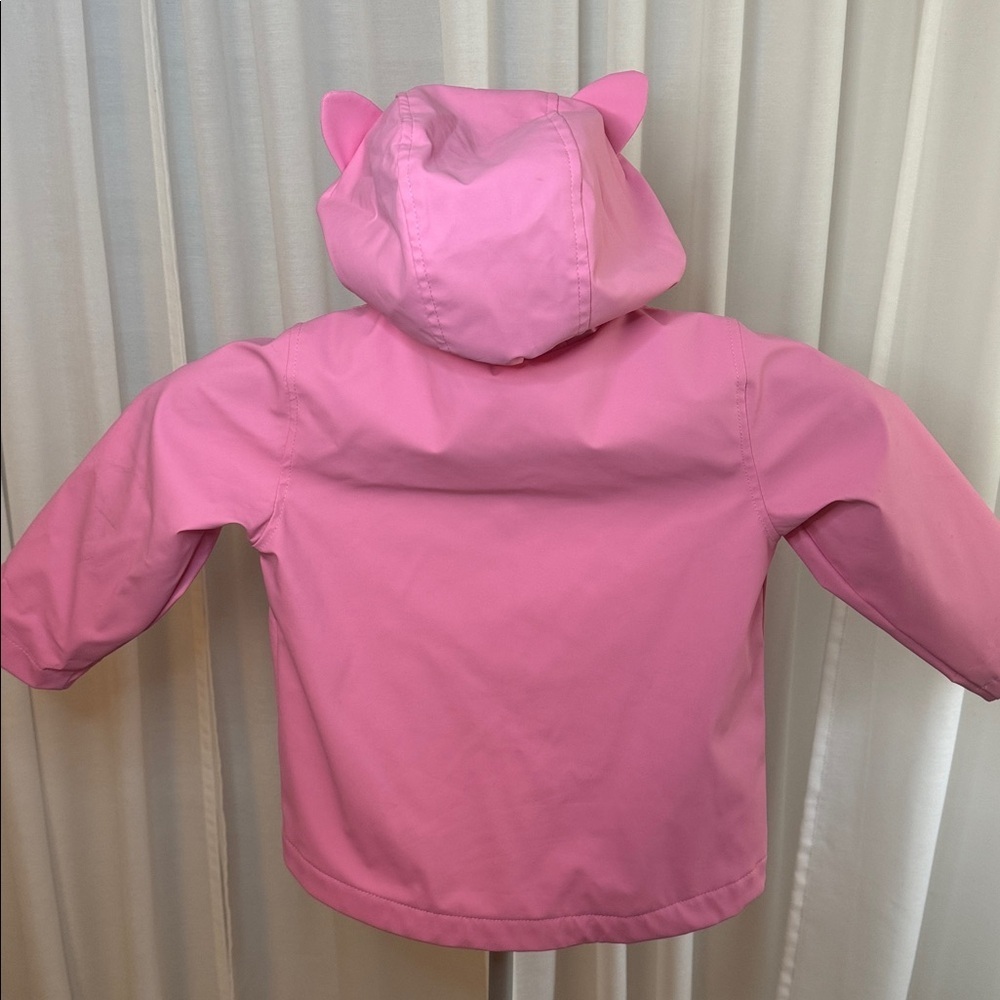 Joe Fresh Toddler Girls Pink Rain Jacket Hooded Coat Cute Ear Details Size 2 - Picture 3 of 5